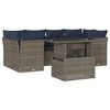 vidaXL 7-teiliges Gartensofa-Set mit Kissen, grau, Polyrattan