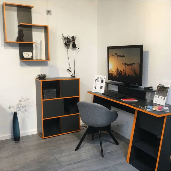 FMD Standregal mit 3 offenen F&auml;chern 68,5x33x99 cm Anthrazit