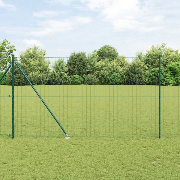 vidaXL Zaun mit Pfosten Gr&uuml;n 1,6 x 10 m Stahl und PVC