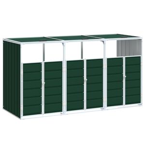 vidaXL M&uuml;lltonnenbox f&uuml;r 3 Tonnen Gr&uuml;n 216x81x115 cm Stahl