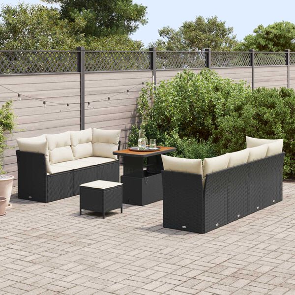 vidaXL Garten-Sofa-Set 10 pcs Schwarz Poly-Rattan
