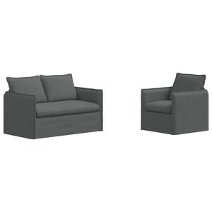 vidaXL Sofa Set 2 stk. Dunkelgrau Stoff