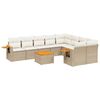 vidaXL 10-tlg. Garten-Sofagarnitur mit Kissen Beige Poly Rattan