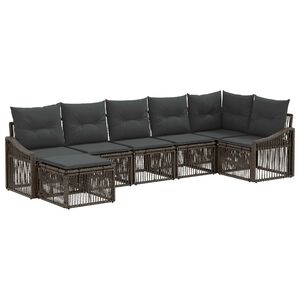 vidaXL Gartensofa-set 7 stk. Grau Poly-Rattan