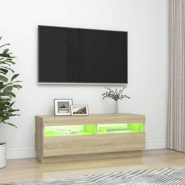 vidaXL TV-Schrank mit LED-Leuchten Sonoma-Eiche 100x35x40 cm