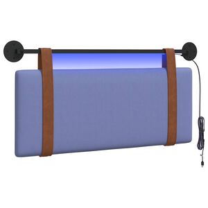 vidaXL H&auml;ngendes Kopfteil Mit LED Licht Jeans blau Antikes PU