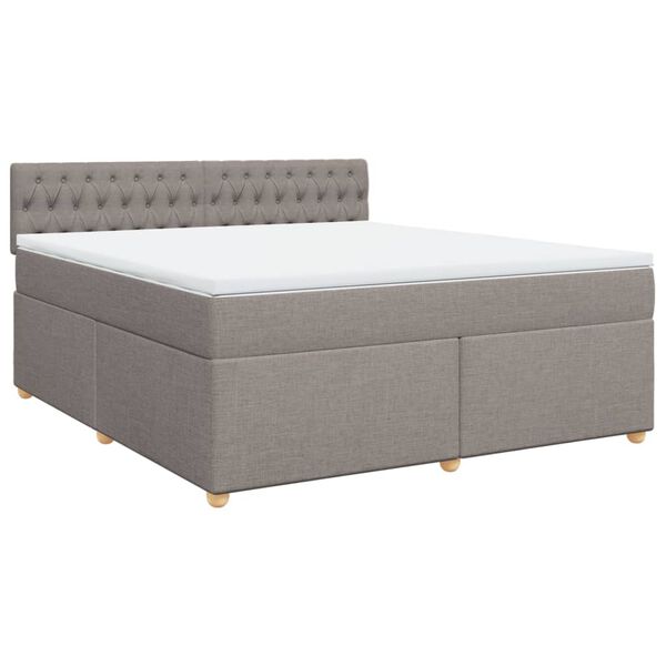 vidaXL Boxspringbett mit Matratze Taupe 180x200 cm Stoff