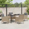 vidaXL Garten Essgruppe mit Kissen 5 pcs Beige Poly-Rattan