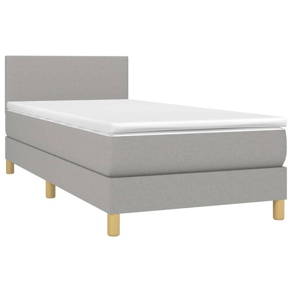vidaXL Boxspringbett mit Matratze Hellgrau 100x200 cm Stoff