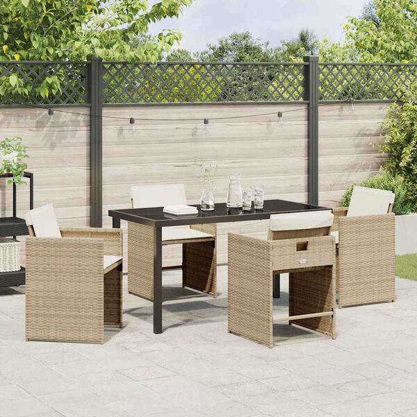 vidaXL Garten Essgruppe 5 pcs Beige Poly-Rattan