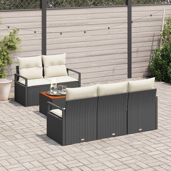 vidaXL Gartensofa-set mit Kissen 6 pcs Schwarz Poly-Rattan