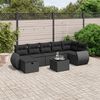 vidaXL 7-tlg. Garten-Sofagarnitur mit Kissen Schwarz Poly Rattan