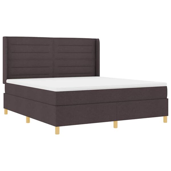 vidaXL Boxspringbett mit Matratze Dunkelbraun 180 x 200 cm Stoff