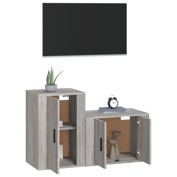 vidaXL 2-tlg. TV-Schrank-Set Grau Sonoma Holzwerkstoff