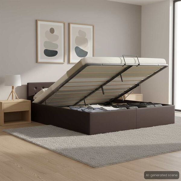 vidaXL Stauraumbett Hydraulisch Grau Kunstleder 160×200cm