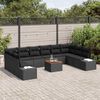 vidaXL Gartensofa-set mit Kissen 11 pcs Schwarz Poly-Rattan