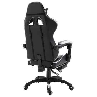 vidaXL Gaming-Stuhl mit Fußstütze Weiß Kunstleder