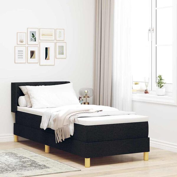 vidaXL Boxspringbett mit Matratze Schwarz 200 x 80 cm Polyester