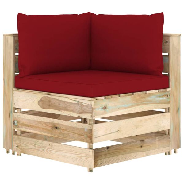 vidaXL 9-tlg. Garten-Lounge-Set mit Kissen Gr&uuml;n Impr&auml;gniertes Holz