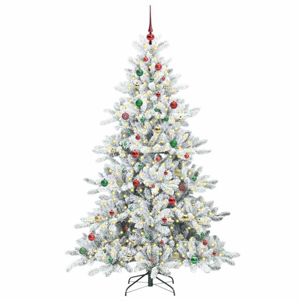 vidaXL K&uuml;nstlicher klappbarer Weihnachtsbaum Wei&szlig; 210 cm PVC und Stahl