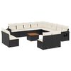 vidaXL 14-tlg. Garten-Sofagarnitur mit Kissen Schwarz Poly Rattan