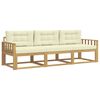 vidaXL Outdoor-Sofagarnitur mit Kissen 3 pcs Wei&szlig; und Creme Polyester