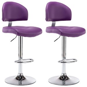 vidaXL Barhocker 2 Stk. Lila Kunstleder