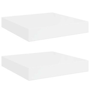 vidaXL Schweberegale 2 Stk. Hochglanz-Wei&szlig; 23x23,5x3,8 cm MDF
