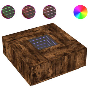 vidaXL Couchtisch mit Infinity-LED R&auml;uchereiche 100x100x40 cm