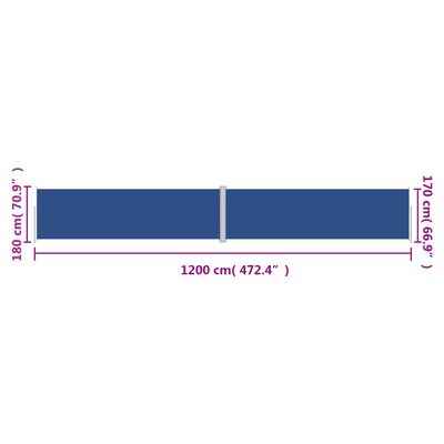 vidaXL Seitenmarkise Ausziehbar Blau 180x1200 cm