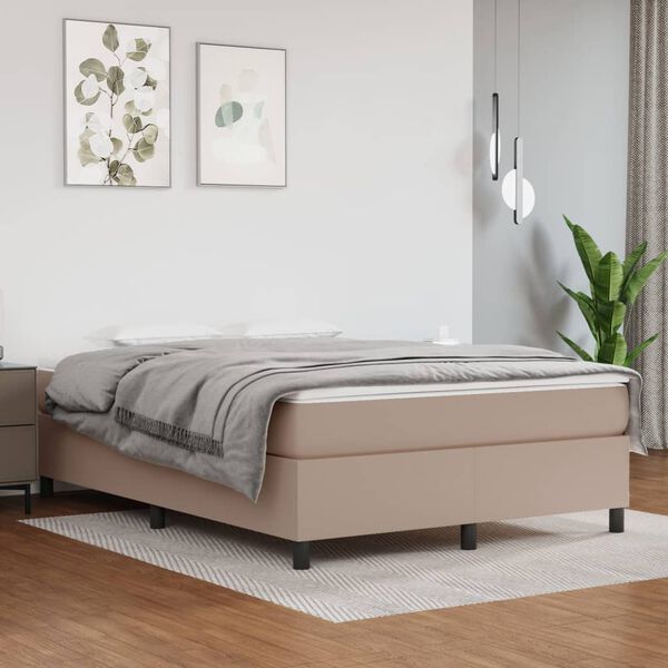 vidaXL Boxspringbett Matratze Cappuccino-Braun 140x190cm Kunstleder