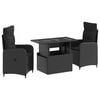 vidaXL Outdoortisch-Set mit Kissen 3 pcs Schwarz Poly-Rattan