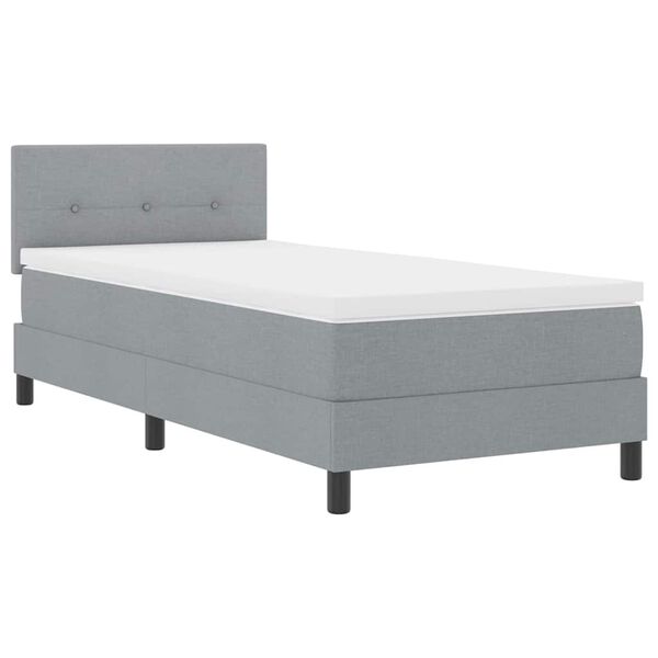 vidaXL Boxspringbett mit Matratze mit LED Hellgrau 100 x 200 cm Stoff