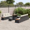 vidaXL Garten-Sofa-Set mit Kissen 10 pcs Schwarz Poly Rattan