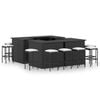 vidaXL 16-tlg. Gartenbar-Set mit Kissen Poly Rattan Schwarz