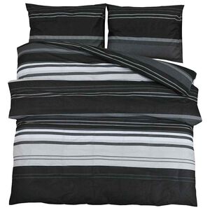 vidaXL Bettw&auml;sche-Set Schwarz Gestreift 200x200 cm Baumwolle