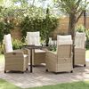 vidaXL Garten Essgruppe mit Kissen 5 pcs Beige Poly-Rattan