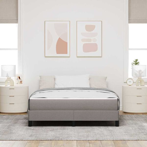 vidaXL Boxspringbett mit Matratze Taupe 140 x 190 cm Stoff