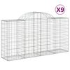 vidaXL Gabionen mit Hochbogen 9 Stk. 200x50x100/120cm Verzinktes Eisen