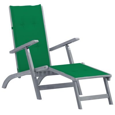 vidaXL Liegestuhl mit Fußstütze und Auflage Massivholz Akazie