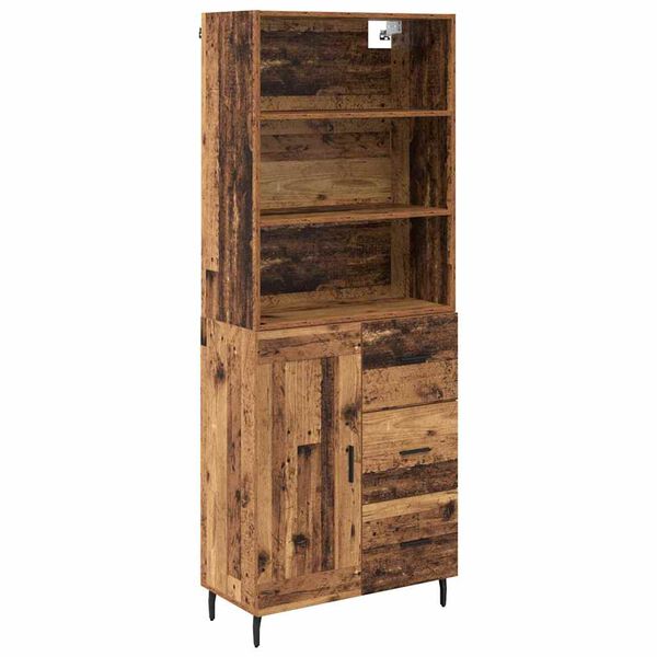 vidaXL Highboard Altholz 69,5 x 34 x 180 cm Engineered Wood und Glas