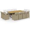 vidaXL 13-tlg. Garten-Essgruppe mit Kissen Poly Rattan Beige