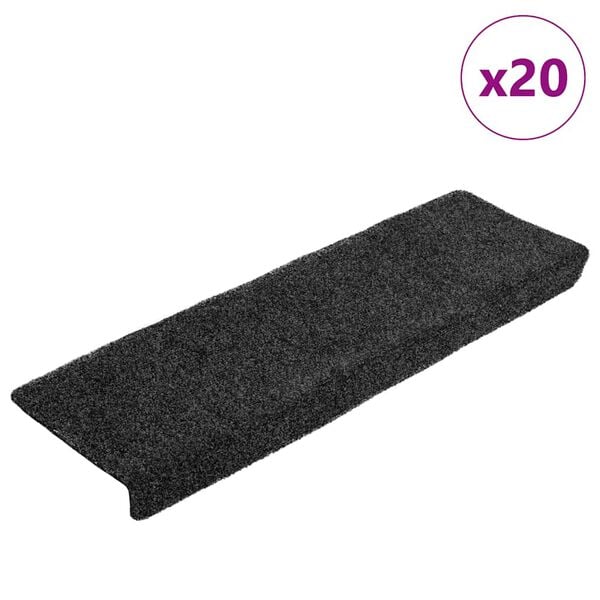 vidaXL Stufenmatten Selbstklebend 20 Stk. 65x21x4 cm Dunkelgrau Rechteckiger Rand