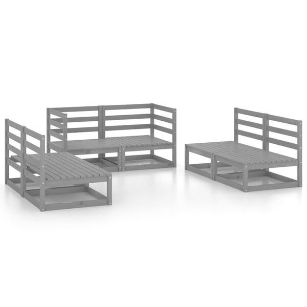 vidaXL 6-tlg. Garten-Lounge-Set Grau Massivholz Kiefer