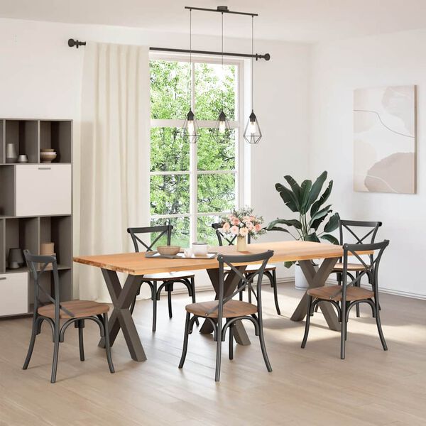 vidaXL Esstischbeine X-Form 3 Stk. Naturstahl 80x(72-73) cm Stahl