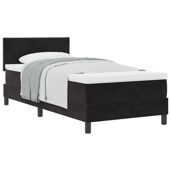 vidaXL Boxspringbett mit Matratze Schwarz 90 x 190 cm Samt