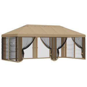 vidaXL Pavillon Dach mit Seitenw&auml;nden Beige 600,5 x 300,5 cm Polyester