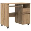 vidaXL Tisch mit R&auml;dern Artisan-Eiche Holzwerkstoff 91 x 50 x 77 cm