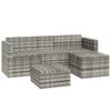vidaXL 3-tlg. Garten-Lounge-Set mit Kissen Grau Poly Rattan