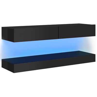 vidaXL TV-Schrank mit LED-Leuchten Hochglanz-Schwarz 120x35cm